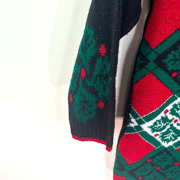 JJ Browne Christmas Sweater Womens Size 8 M Green Red BOHO Vintage Made USA - Picture 4 of 9